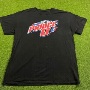 Vintage Steve Prince O Dirt Track Racing Black Graphic T-Shirt Sz XL